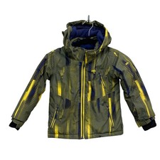 Gusti Boys Size 4 Year Ski Snowboard Jacket Hood, Snow Skirt, Olive Green, EUC