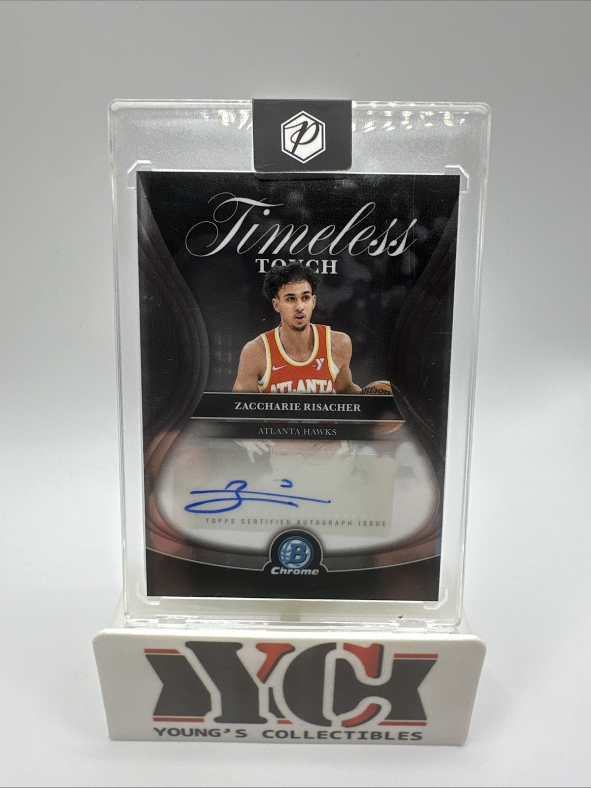Zaccharie Risacher 2025-26 Bowman Timeless Touch Auto Chrome Hawks