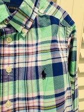 Ralph Lauren Boys Long Sleeve Shirt Size Small 8 Colorful Plaid Button Up EUC