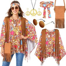 MOVINPE 70s Hippie Costume for Women Accessories Set, One Size, Multicolor