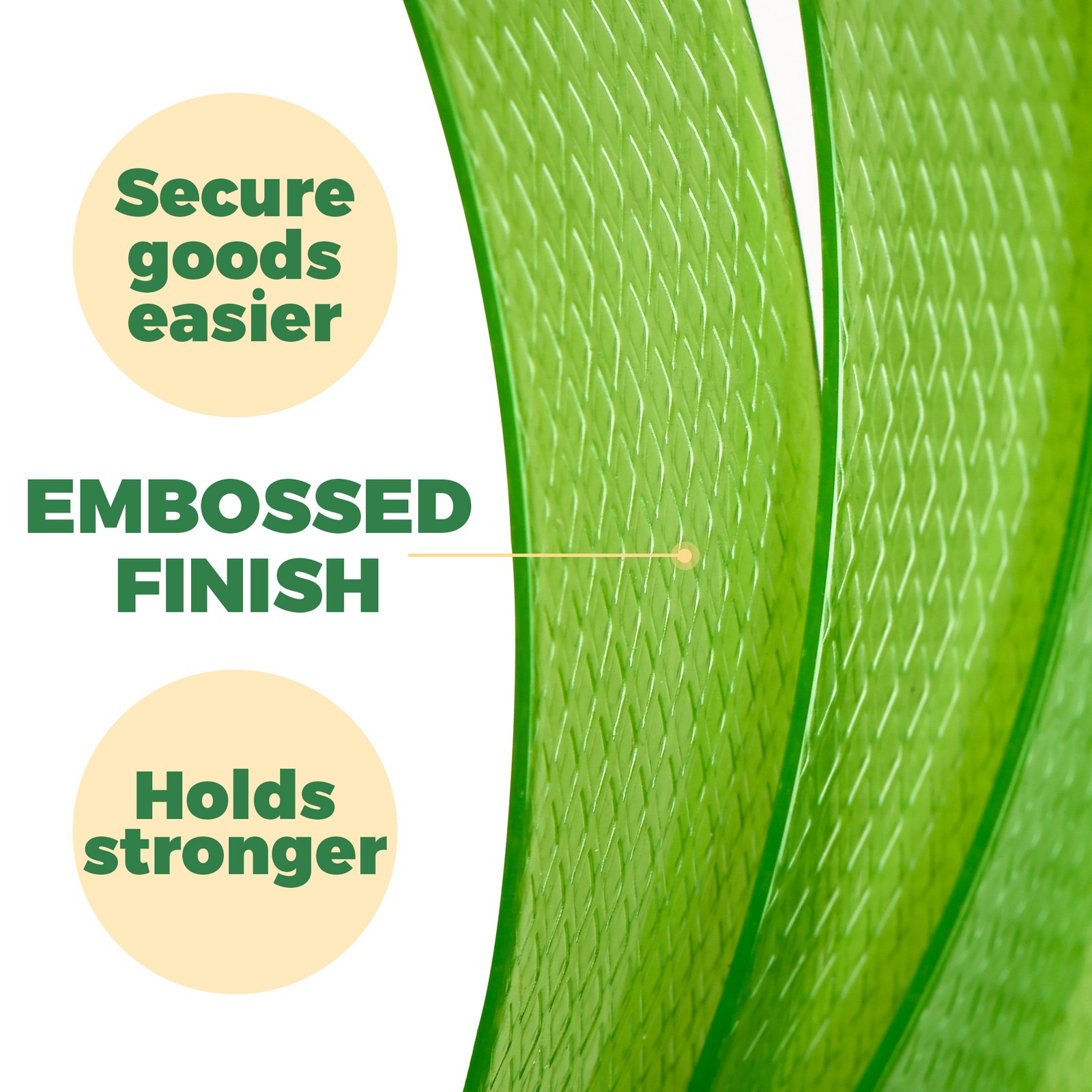 Green Polyester PET Strapping Roll for Packaging & Banding 500ft x 5/8" x 0.035"