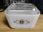 Pyrex Town & Country Refrigerator Dish 1 1/2 Cup 501B 501 Brown White Vintage