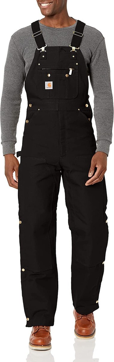 NWT Carhartt Men's Unlined Zip To Thigh Bib Overalls Black $140