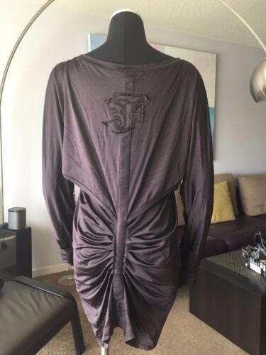 AUTH VINTAGE GIANFRANCO FERRE BURGUNDY SHORT DRESS TUNIC Sz M-L - Picture 2 of 6