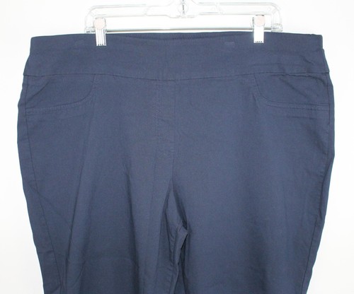 RUBY RD. Women's Blue Pull-on Hi-rise Capri Pants Plus Size 22W Stretch Rayon - Picture 2 of 6