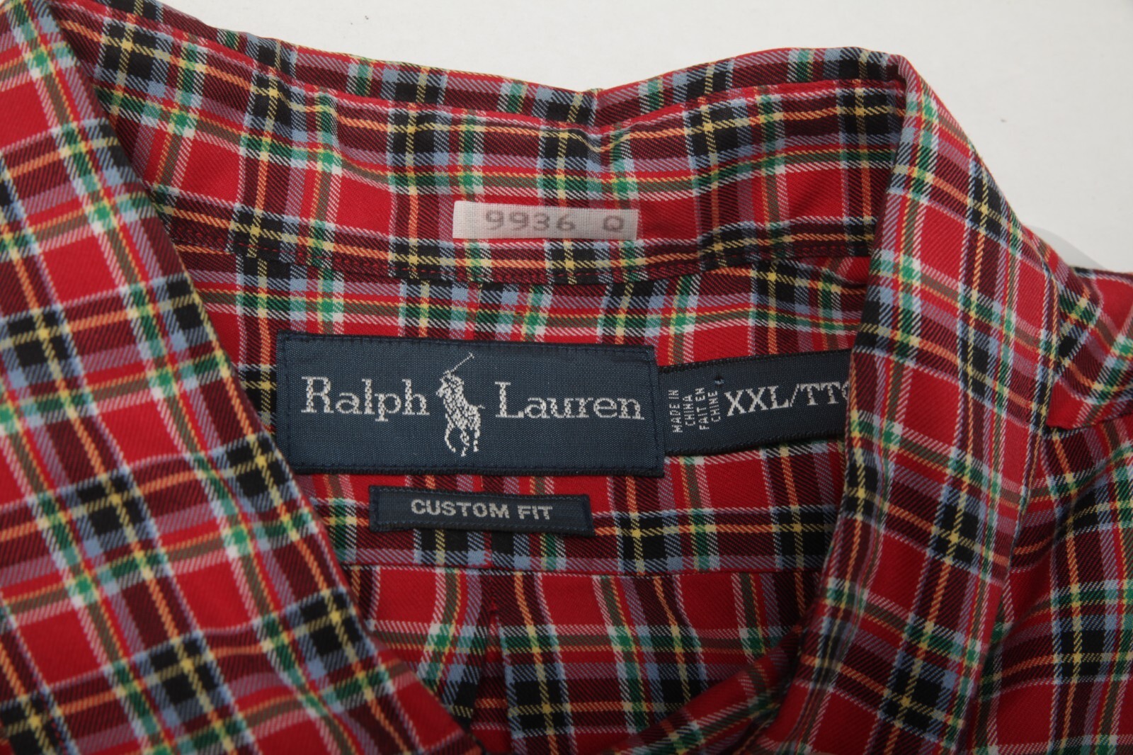 Camicia Ralph Lauren uomo 2XL XXL rossa a quadri nera pony vestibilità personalizzata abbottonata