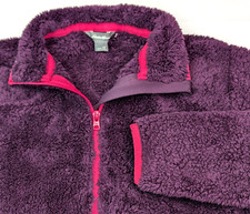 Eddie Bauer Sherpa Lined Fleece Full Zip Sweater Jacket, Women XS, Purple Fuzzy