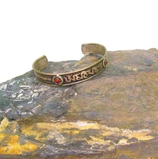 Tibetan Nepal Compassionate Mantra Mixed Metal Adjustable Unisex Cuff Bracelet