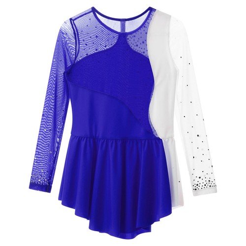 Kids Girls Leotard Rhinestone Dance Dress Ice Roller Gymnastics Skating Outfit - Picture 79 of 98