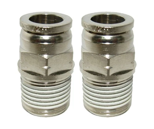 1/2" Hose X 1/2 NPT Push To Connect Straight Male Connector Fitting - 2 PACK