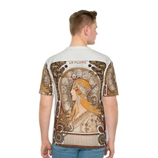 Alphonse Mucha Zodiaque Zodiac La Plume Men T-shirt Decorative Fine Art Nouveau 