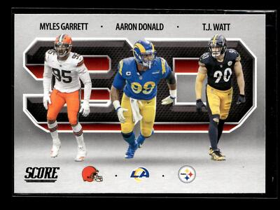 2021 Score 3D #3D9 Aaron Donald / Myles Garrett / T.J. Watt