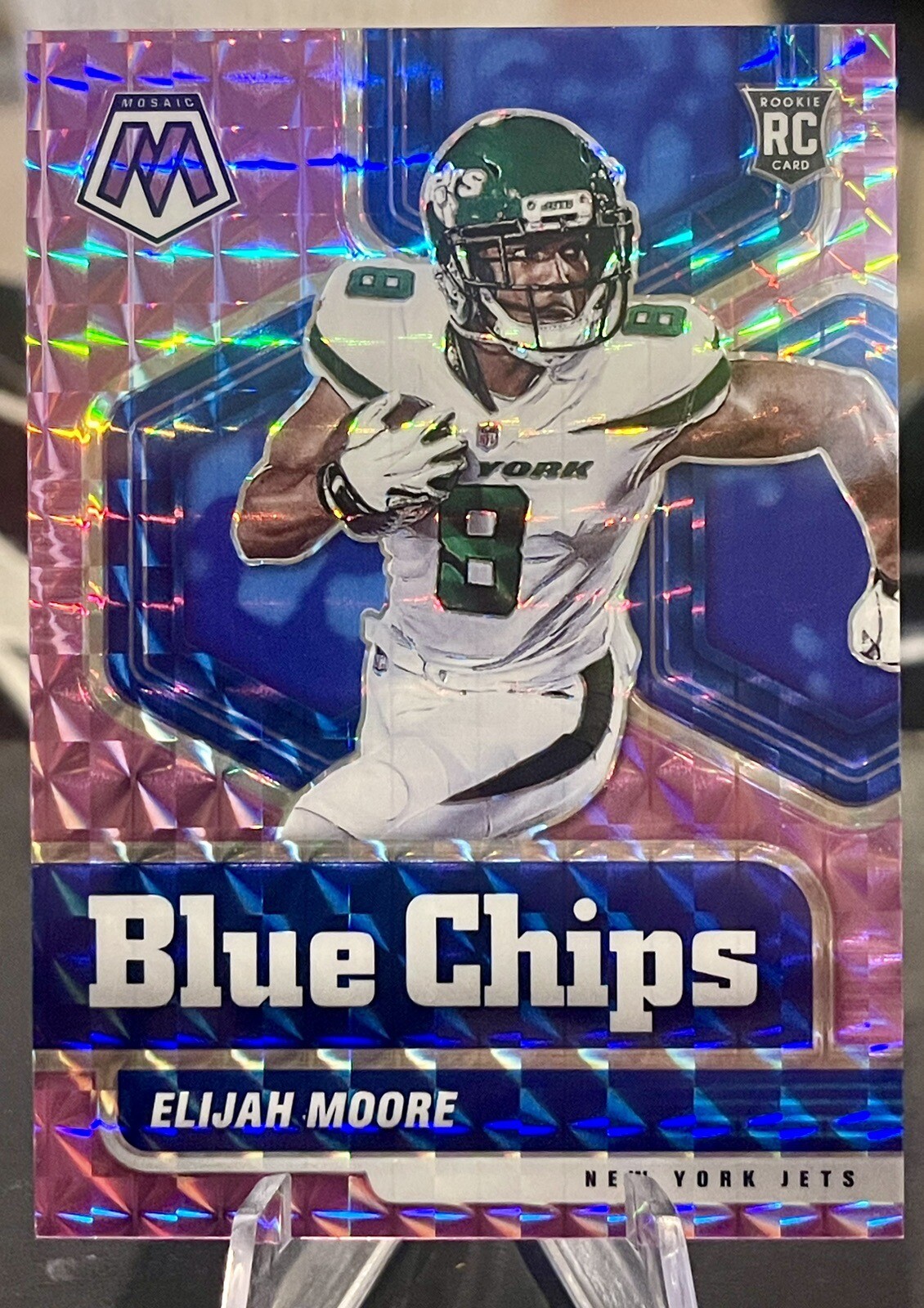 Elijah Moore 2021 Panini Mosaic Blue Chips Purple #/49 Rookie Card