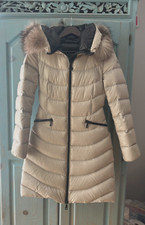 Moncler Puffer Coat Size 0 Neutrals Goose Down Real Fur Blue Frost Fox