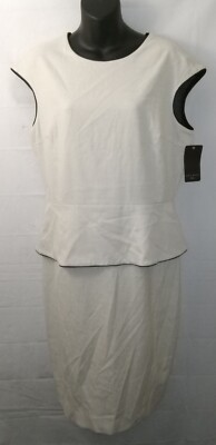 Zara Basic Collection Cream Peplum Dress XL NWT Sleeveless Knee High