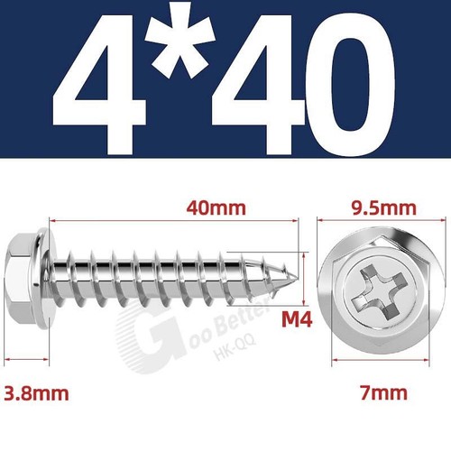 Flanged Self Tapping Screws Stainless Steel Hexagon Hex Head Tappers M3 M4 - M10 - Picture 27 of 89