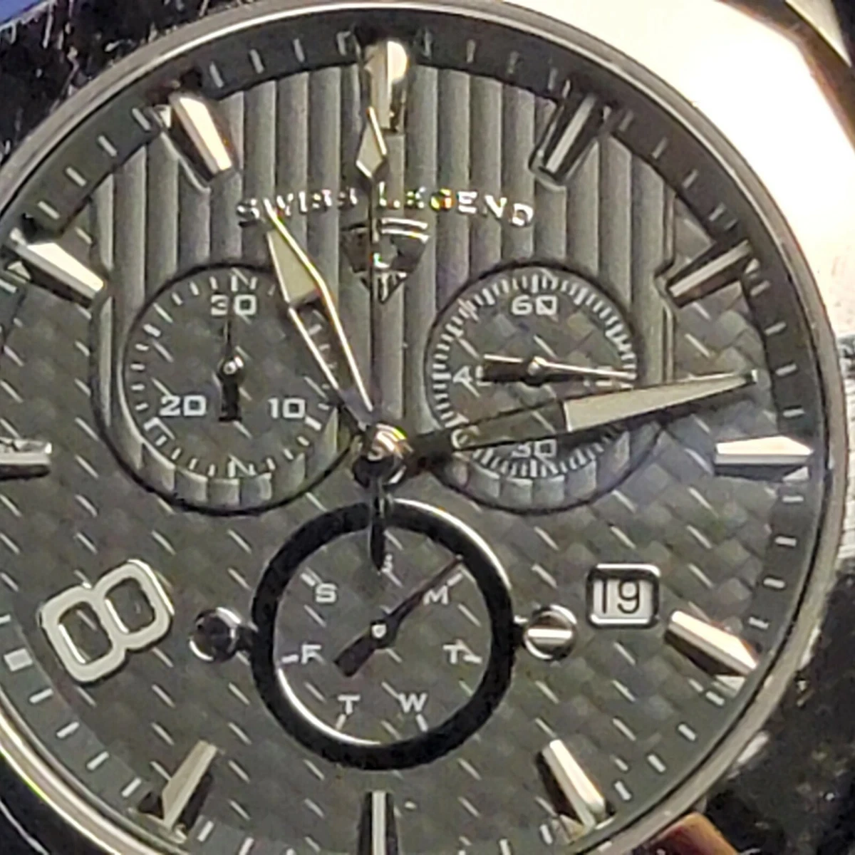 Swiss Legend Monte Carlo Mens Chronograph Watch 45mm Case Day Date Black