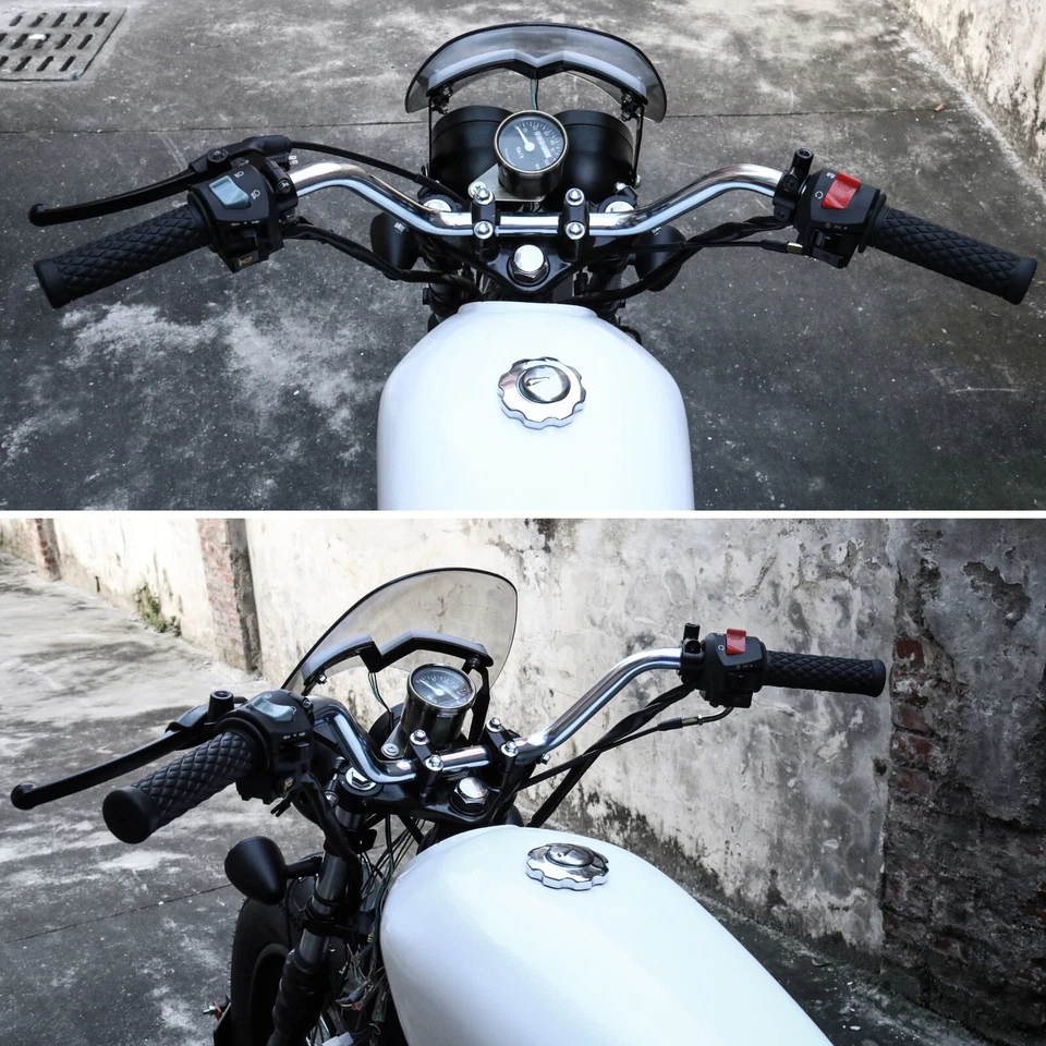 Motorcycle 7/8'' Handlebar 22mm Chrome for Honda Yamaha Kawasaki Suzuki Victory - Image 2 of 4