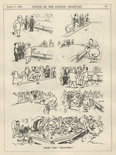 Rare 1925 British Cartoon POOL/BILLIARDS "WERE THEY TOUCHING?" (Balls) MAYHEM - Picture 3 of 3