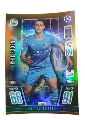Phil Foden LE BLUE limited edition match attax 21/22 football soccer tcg cards 