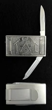 Masonic Money Clip with Knife & File (MAS-MC2)