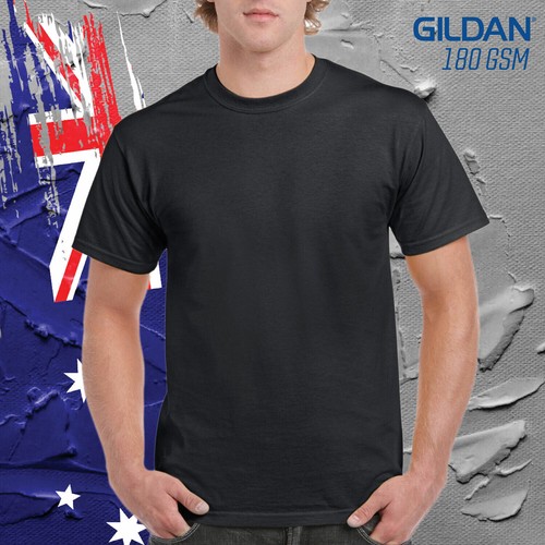 --Gildan Black Cotton Basic Tee Shirt 