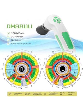 Iridology Camera Chart 12MP HD 30X 9811U Iriscope Iris CCD Analysis Machine USA