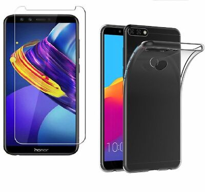 TRANSPARENT COVER + TEMPERED GLASS FILM for Huawei Y9 2018 FLA-LX1 TPU