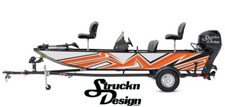 Orange White Retro Grey Vinyl Graphic Decal Kit Fishing Abstract Lines Boat wrap
