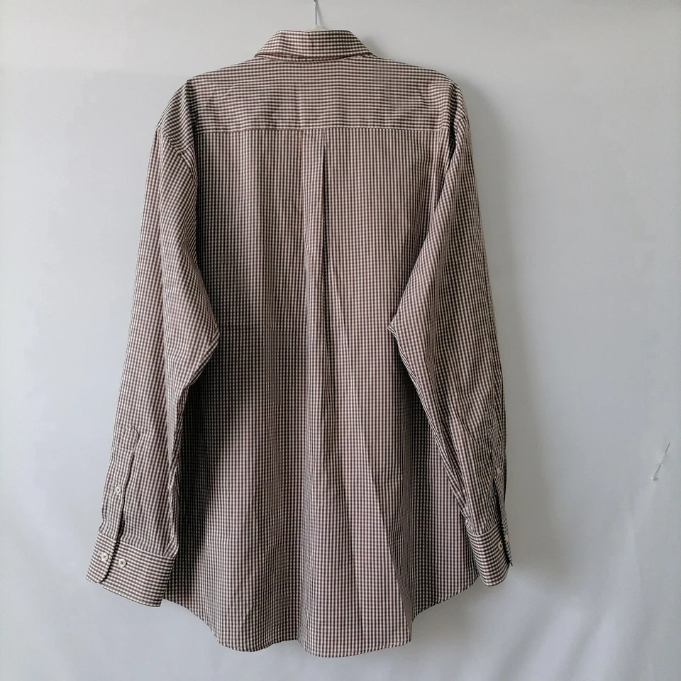 Camisa de vestir Peter Millar para hombre blanca marrón a cuadros manga larga talla XL Foto 4 de 4