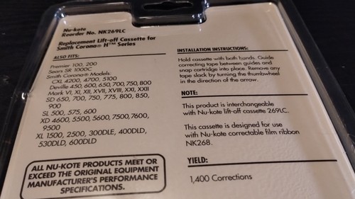 NEW Nukote Lift Off Cassette For Smith Corona H Series NK269LC 8mm x 6m NIP - Picture 12 of 14