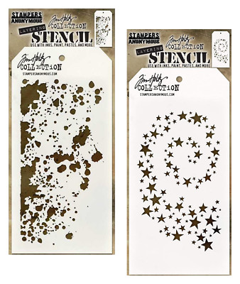 Tim Holtz Layering Stencils Paint Splatter & Hocus Pocus Star Mystery Templates