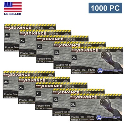 #ad #ad 6 Mil Black Nitrile Disposable Gloves Powder Free Case 1000 PC S M L XL XXL $85.00
