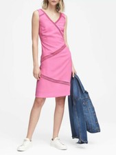 New BANANA REPUBLIC Pink Lace Trim Sheath Dress 6