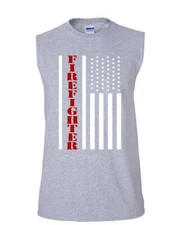 Firefighter Stars and Stripes Muscle Shirt Fire and Rescue Fire Dept Sleeveless