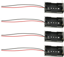 4-Pack Plastic Battery Case 2X1.5V AA Battery Holder with Wire Leads Spring Clip