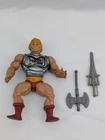 Vintage 1980s He-Man Battle Armor MOTU Action Figure Mattel with Axe & Sword