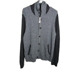 Express Sweater Men's Large Gray Cardigan Knit Button Up Collared Casual NWT