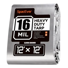 12x12 FT Tarp Waterproof, 16 Mil Tarps Heavy Duty Waterproof Multipurpose Pro...