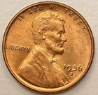 1936-S  Choice Uncirculated BU Red RD - Lincoln Wheat Cent  ~ B721
