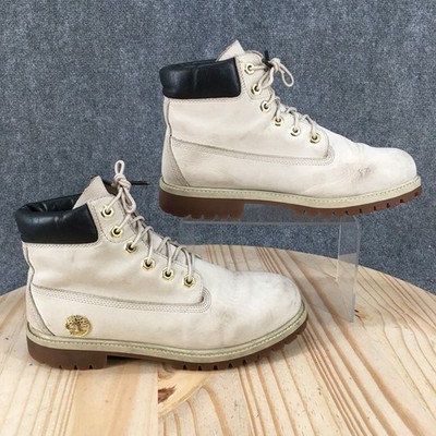 Timberland Premium 6-Inch Boots Mens 6.5 Ankle Bootie Lace Up Round Toe Cream