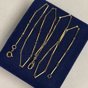 Vtg Bar Link Rolled Gold Gf Amerikaner 24" Drop Down Fob Necklace 5.3g Art Deco