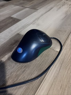 Retro Logitech Mouse Man Wheel- TESTED+WORKING - Navy, And Green