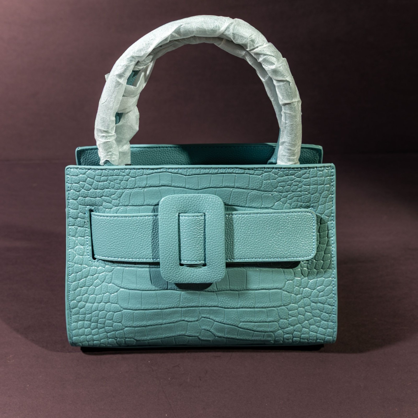 Verano Hill Sky Blue Croc-Embossed Handbag NWOT