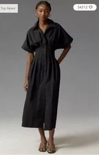 Limited Offer ANTHROPOLOGIE The Tobie Shirt Dress by Exquise - Black (Standard)