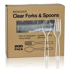 Plastic Silverware Heavy Weight Disposable Cutlery Set 200 Count Forks Spoons