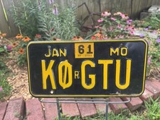 MISSOURI Ham Radio License Plate 1961, replacement # KOGTU, Amateur