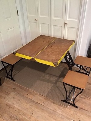 Vintage Milwaukee Handy Folding Table & Chair Set Stamping Co USA