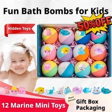 12pk Kids Bath Bombs with Surprise Jungle Animal Toys Scented Bubble Bath Gift