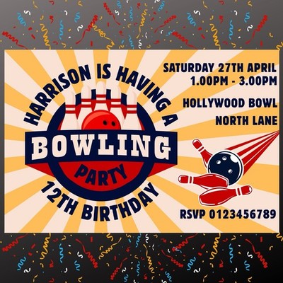 Bowling Geburtstag Party Einladungen Kindereinladungen inklusive Umschläge x12